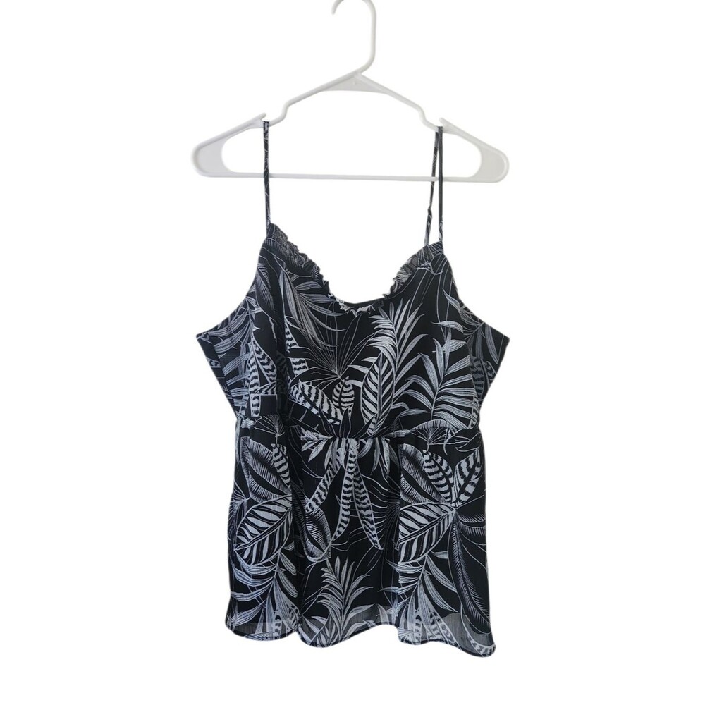 Banana Republic Black & White Floral Sleeveless Top